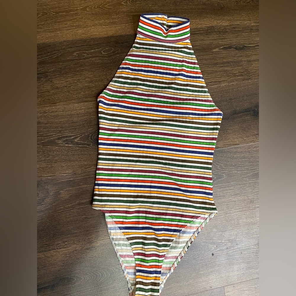 Mock neck stripe turtleneck